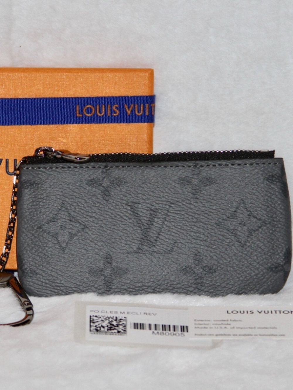 LOUIS VUITTON Pochette Cles Key Pouch Monogram Eclipse Reverse Purse Card Wallet - Picture 2 of 11